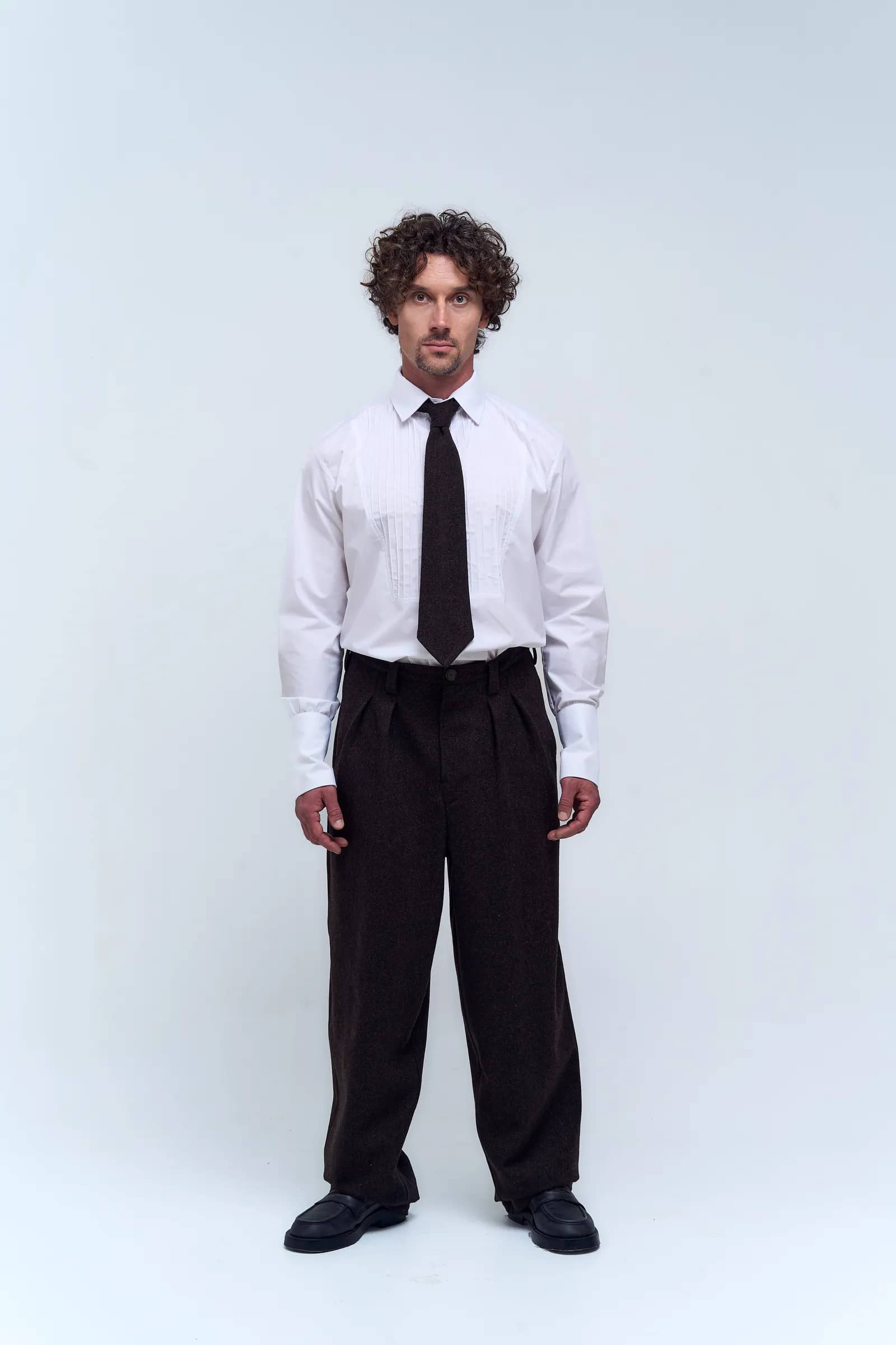 DARK COCOA WOOL TIE