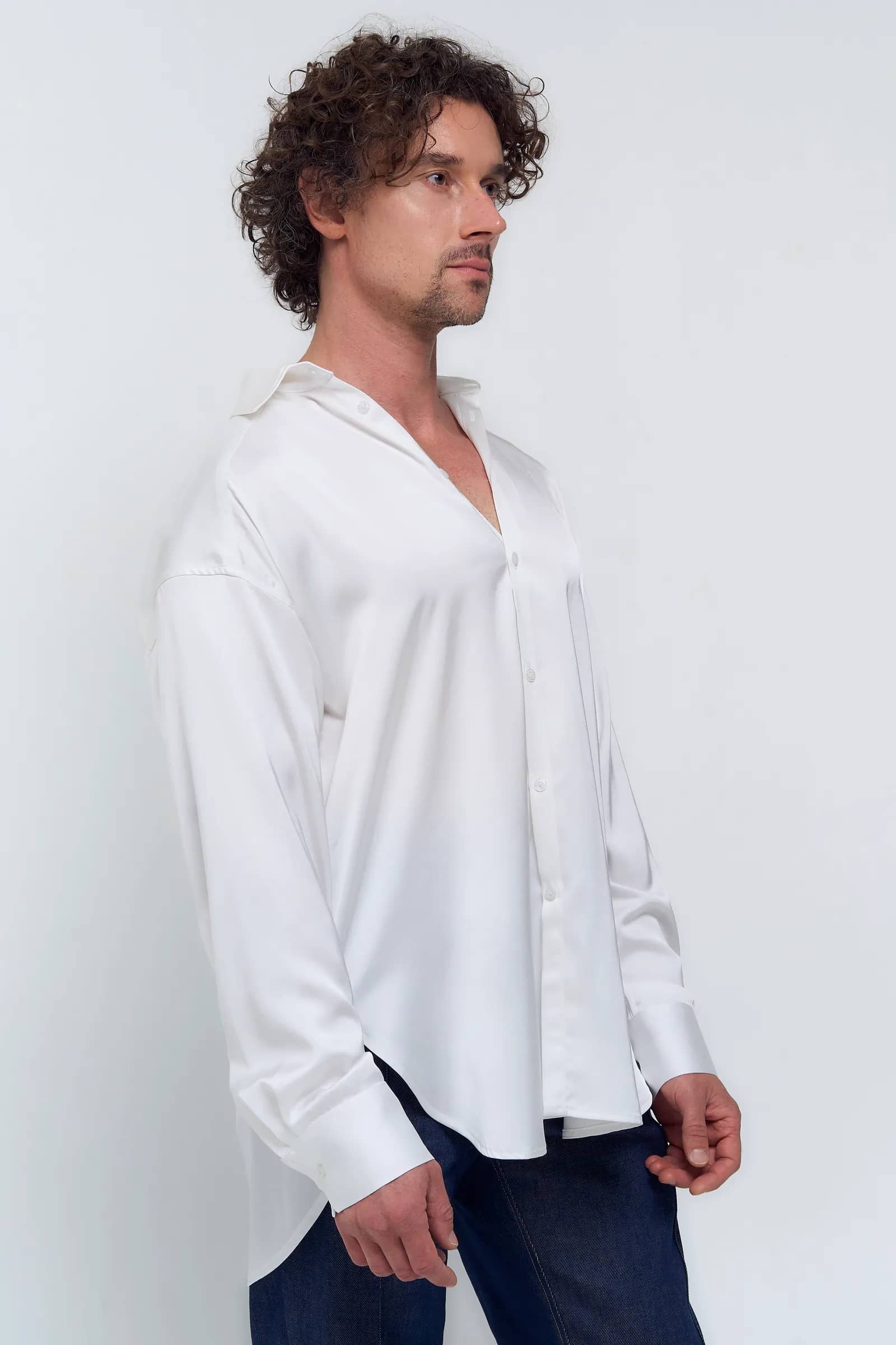 OVERSIZED SHIRT SILK WHITE