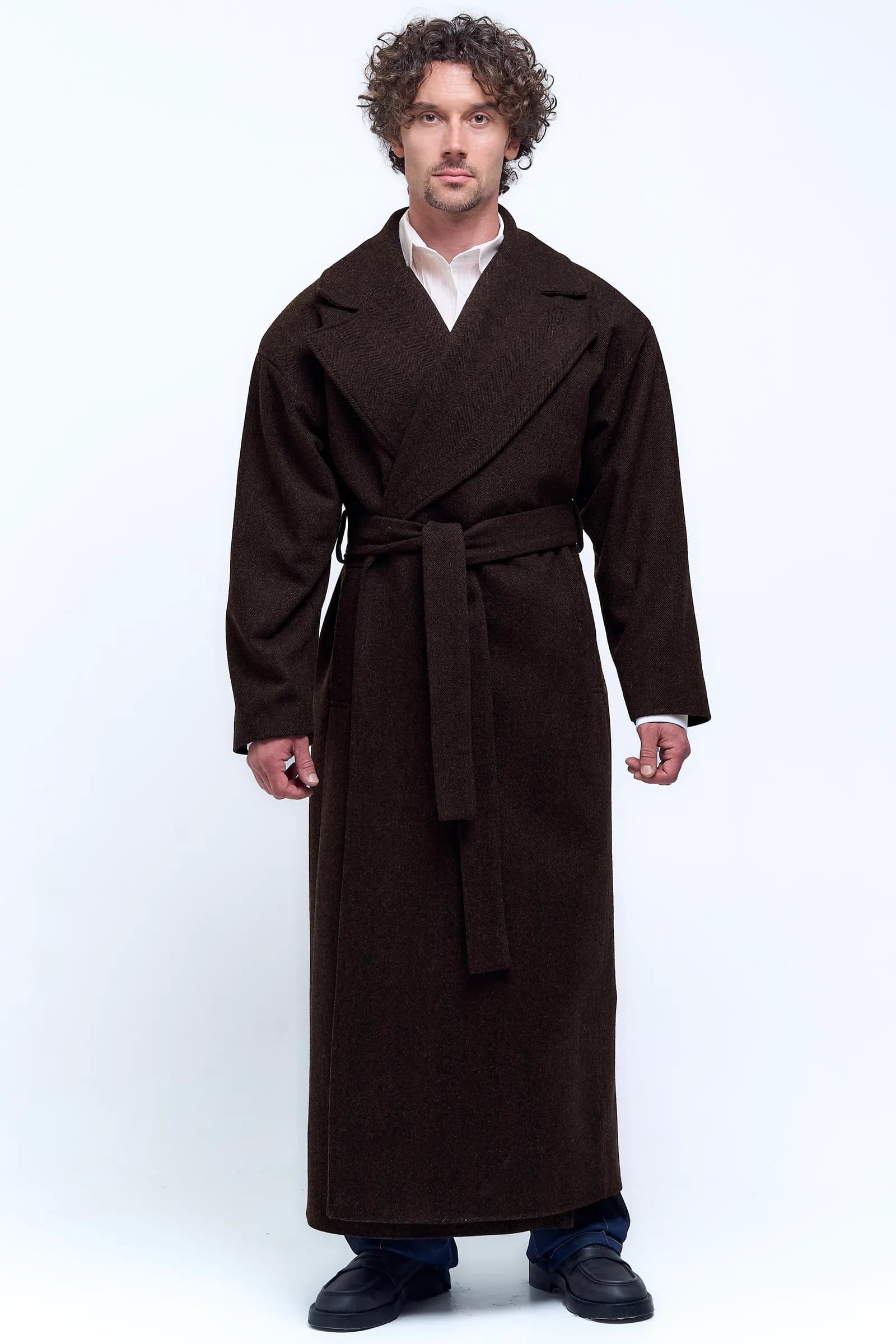 OVERSIZE COAT LONG DARK COCOA